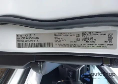 2022 Jeep Grand Cherokee L Altitude 4X4 из США, поврежденный, VIN 1C4RJKAG2N8553883